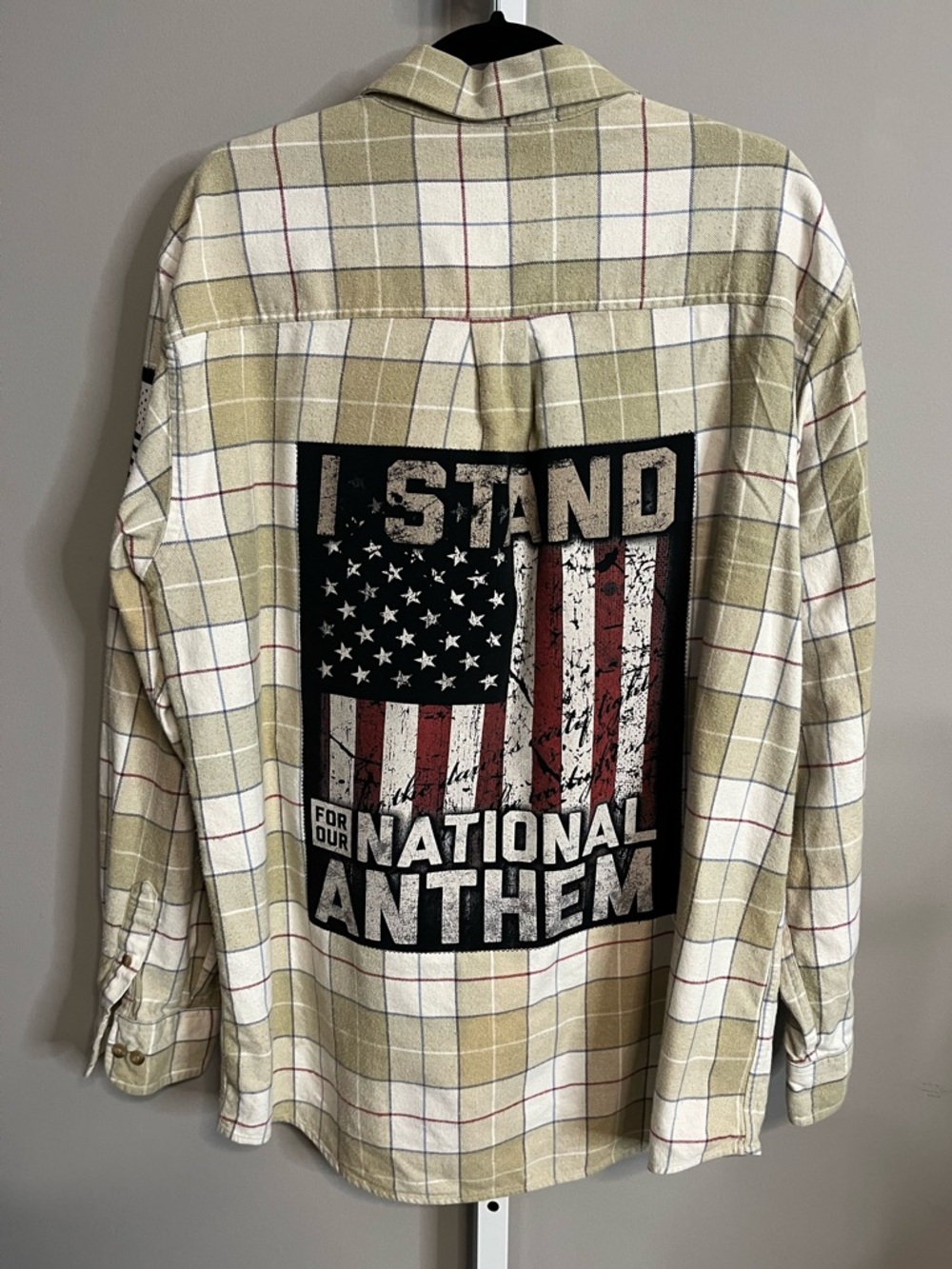 Upcycled “I Stand For Our National Anthem” Club Room Flannel Men’s XL
